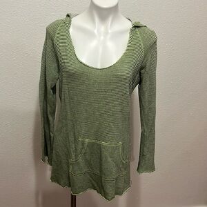 Calvin Klein Performance Green Gray Striped Athletic Shirt Sz S